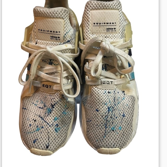 Adidas Originals EQT Bask ADV Shoes Sz 9 'Cream Blue The Three Stripes - Picture 2 of 11